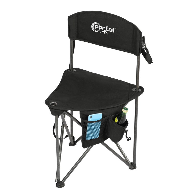 PORTAL Extra Large Quick Folding Tripod Stool with Backrest Fishing Camping Chair with Carry Strap - Image 1